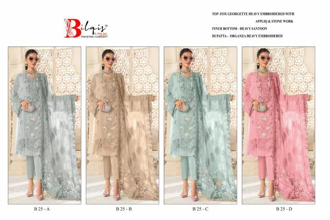 B 25 A TO D By Bilqis Georgette Pakistani Suit Wholesale Market 
